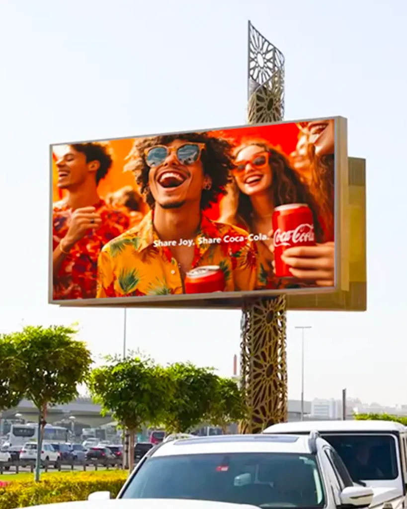 : Large outdoor LED advertising screen displaying a promotional campaign
